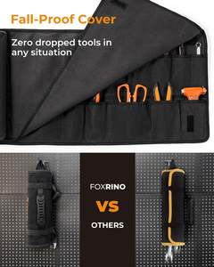 Échantillon gratuit, sac à outils pliable en cuir PU imperméable multi-usages, organisateur de clés portable, sac à outils enroulable suspendu - Product Image 4