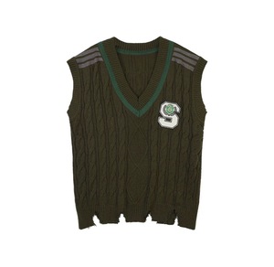 Gilet personnalisé en tricot torsadé <span class=keywords><strong>pour</strong></span> l'industrie lourde badge LOGO brodé <span class=keywords><strong>col</strong></span> en <span class=keywords><strong>V</strong></span> <span class=keywords><strong>pull</strong></span> uniforme <span class=keywords><strong>sans</strong></span> manches <span class=keywords><strong>pour</strong></span> femmes - Product Image 3