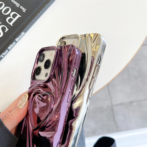 TPU Ins moda galvanoplastia 3D corazón textura anticaída multicolor suave funda <span class=keywords><strong>de</strong></span> teléfono para iPhone 16 15 14 Plus Pro Max - Product Image 6