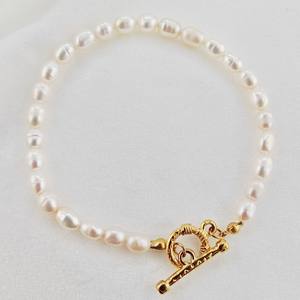 سوار عصري بدلايات لؤلؤ مطلية بالذهب عيار 18 من الفولاذ المقاوم للصدأ ، أساور وأساور مجوهرات راقية لإكسسوارات الزفاف النسائية - Product Image 2