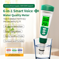 Rechargeable 5-in-1 Water Quality Tester PH/TDS/EC/Salinity/Temp Pen with Voice for Swimming Pool Hydroponics