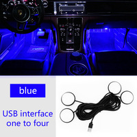 KEBOSIED - Éclairage ambiant LED pour voiture - Lumières décoratives sans fil pour l'intérieur du véhicule - USB - 4 lumières pour un effet atmosphérique