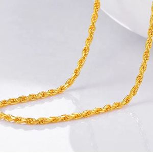 Collier ras du cou Xinfly en or jaune pur 24 carats 999, style tendance, chaîne torsadée pour mariages, cadeaux, fiançailles, fêtes - Product Image 2