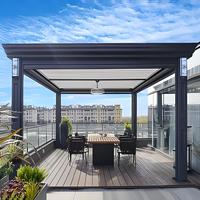 Pergola Aluminium Bioklimatik Bermotor Otomatis Ukuran 3x3 3x4 6x4 untuk Taman, Gazebo, dan Paviliun
