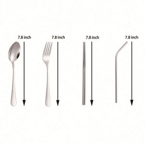 Juego de Cubiertos de Viaje de Acero Inoxidable Ecológico de 8 Piezas con Estuche, Personalizable con Logotipo, Portátil y Reutilizable - Product Image 2