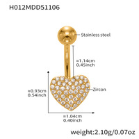 Perle en forme de cœur perforée pour femme, en acier inoxydable électroplaqué, bijou de piercing pour nombril multi-styles, cadeau décoratif