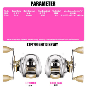 Moulinet de pêche à la traîne entièrement métallique extra-large à corps large pour droitier, anti-recul, poignée puissante, rapport de transmission 7.2:1, 310g - Product Image 3
