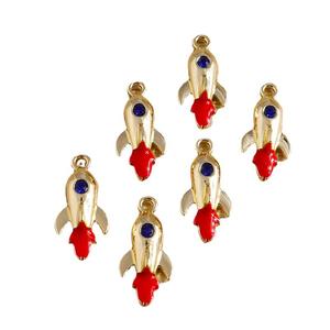 Weny, lot de 5 pièces : Personnage de dessin animé, tendance nationale, fusée incrustée de saphir artificiel, pendentif vaisseau spatial - Product Image 5