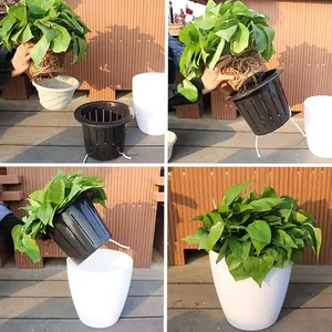 Vasi di piante di diverse dimensioni con drenaggio auto-irrigazione stoppino in plastica classico moderno vasi di fiori in plastica fioriera - Product Image 6
