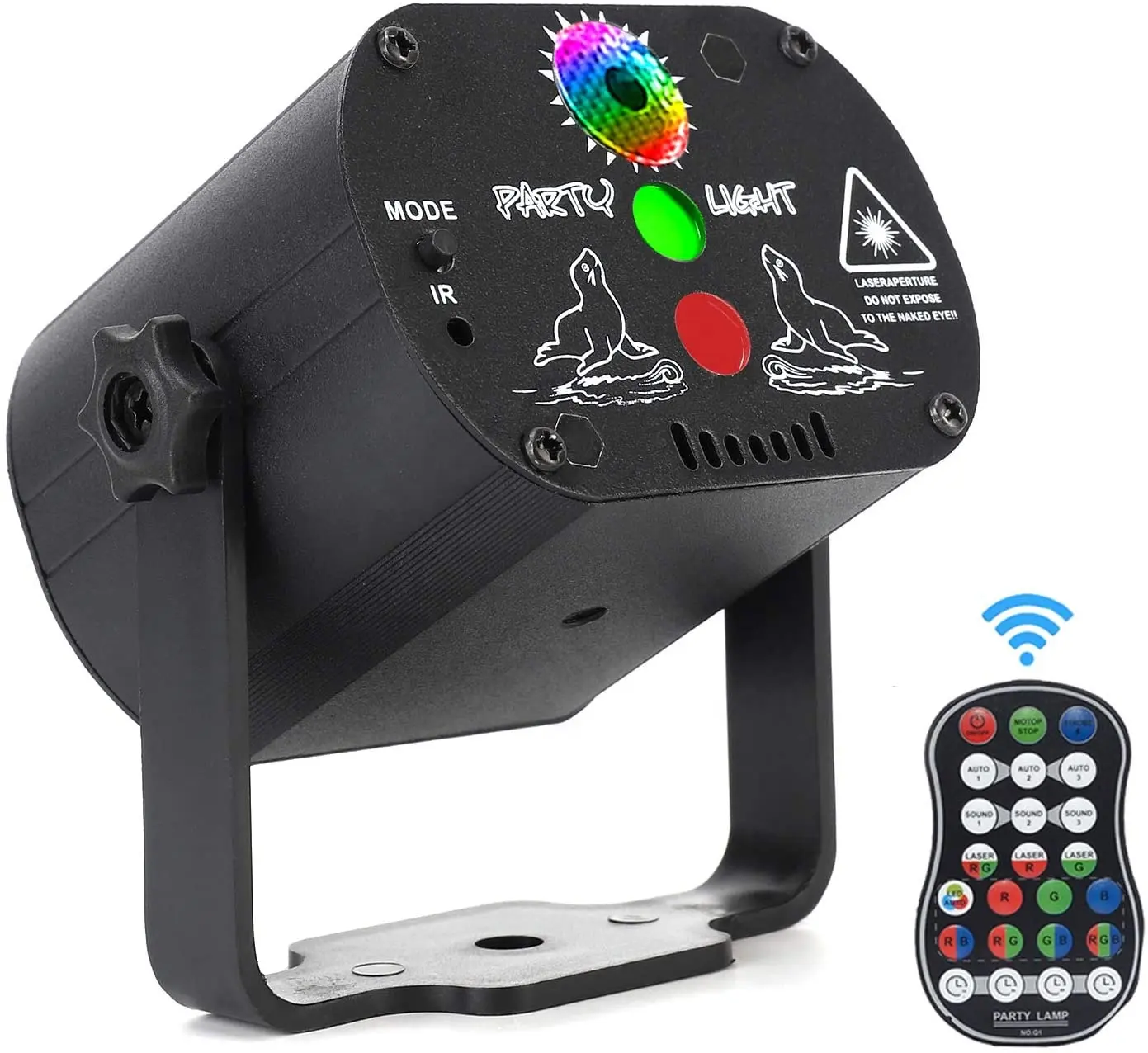 Festa luz laser palco mini flash luz estroboscópica, cor rgb por som ativado controle remoto