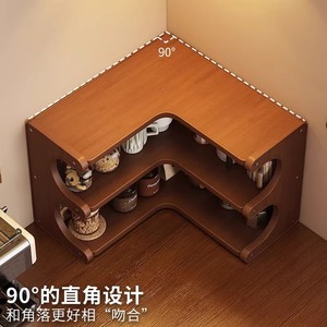 Étagère d'angle de bureau à 3 niveaux en bambou pour organiser les articles divers sur le comptoir de cuisine - Product Image 3