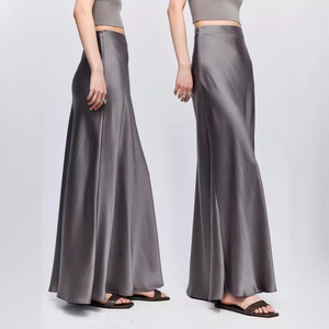 Jupe maxi en satin froissé - Gris - FEMME | H&M CA