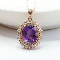 Aiyu Vente en Gros Pendentif en Argent S925 Incrusté d'Améthyste Naturelle Bijoux en Pierres Précieuses Diffusion en Direct d'Usine S2110608A