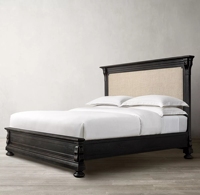 Meubles de chambre à coucher de style français, lit en bois de chêne double pour adulte