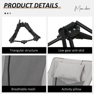 Silla de Gravedad Cero Plegable Ultraligera de Aluminio para Exteriores, Personalizada de Fábrica, Silla Luna de Camping con Respaldo Alto y Almohada - Product Image 5