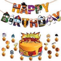 Ensemble de ballons pour fête à thème Dragon Ball Goku, drapeau en latex, carte à gâteau, 3 couleurs numériques, 6 ans et plus, vente à chaud transfrontalière