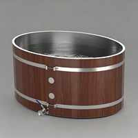 Baignoire ovale moderne sur mesure en acier inoxydable et bois de cèdre, écologique et étanche, pour bain froid et spa (vente en gros)