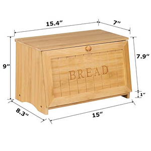 Caja de <span class=keywords><strong>Pan</strong></span> de Bambú para Encimera de Cocina, Contenedor de Almacenamiento de Alimentos de Gran Capacidad con Puerta Frontal Abatible para Panes, Pasteles y Bocadillos - Product Image 4