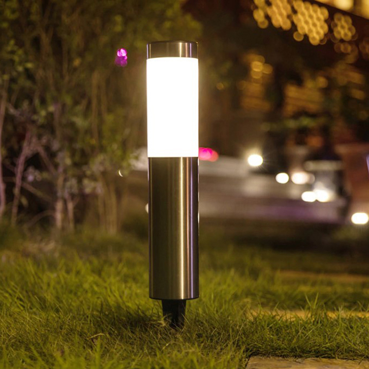 Upgraded Large Size Waterproof Auto On/Off Stainless Steel Cylindrical Solar Pathway Light Decorative Solar Garden Lights