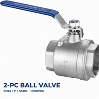 2 Válvulas de Bola con Rosca Hembra de Acero Inoxidable SS304 SS316 NPT BSPT 1000 WOG, de Paso Completo, con Bola Flotante, para Agua, Aceite y Gas
