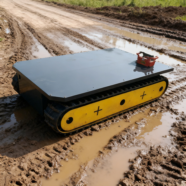Electric Remote-Controlled Tracked Chassis Dead-Angle-Free Steering Flexible Maneuverability Adaptable Construction Rubber 1T