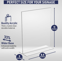 Support de signalisation en acrylique personnalisé, lot de 3, 8,5 x 11 - Présentoir de table en T robuste, porte-menu transparent comme du cristal