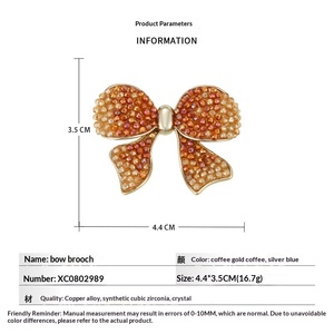 Broche simple et polyvalente en cristal dégradé avec nœud, <span class=keywords><strong>couleur</strong></span> <span class=keywords><strong>caramel</strong></span>, luxe léger, haut de gamme, en cuivre exquis et écologique - Product Image 3