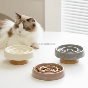 Ciotole per gatti in ceramica rialzata per alimentazione lenta con baffi poco profondi piatto per animali domestici senza Stress per gattini - Product Image 1