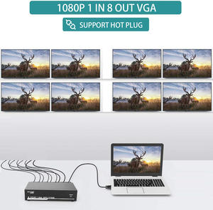 מפצל VGA בעל 8 יציאות SYONG, כניסה אחת 8 יציאות, 350 מגה-הרץ, רזולוציה 1920*1440 1440P, מארז מתכת, מפצל וידאו VGA לתצוגה מרובת מסכים - Product Image 5