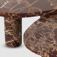 Base de piédestal de sphère de meubles de salon de marbre brun unique Table d'extrémité de thé centrale occasionnelle Table basse en marbre moderne de luxe