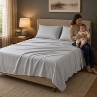 Parure de draps rafraîchissants infusés d'argent, 4 pièces, tailles Queen et King, toucher frais, poches profondes, vente en gros