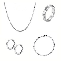 Vente chaude 4 pièces/ensemble pas de décoloration acier métal couleur Hip Hop acier inoxydable Melon graines chaîne collier Bracelet anneaux boucles d'oreilles bijoux