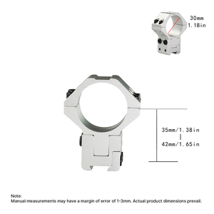 Anneaux de montage BANGBANG - Pince de tube de 30 mm, hauteur centrale réglable de 1,38 à 1,65 pouces pour rail de 11 mm (Argent) - Product Image 3
