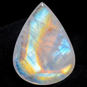 Pierre précieuse naturelle de pierre de lune arc-en-ciel, 49+ carats, taille poire, polie, pour la fabrication de bijoux - Product Image 3