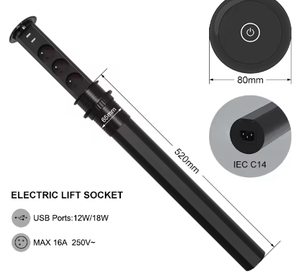 Enchufe Eléctrico Motorizado Retráctil Estándar Francés <span class=keywords><strong>de</strong></span> 65 mm, Enchufe <span class=keywords><strong>de</strong></span> Escritorio Empotrado Oculto con USB para el Hogar, Cocina y Oficina - Product Image 3