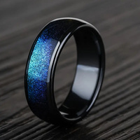 Bague en acier inoxydable avec sable liquide ciel étoilé - Style hip-hop et minimaliste, cadeau pour la Saint-Valentin et le Ramadan