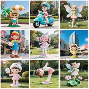 Sculpture grandeur nature d'un astronaute joyeux à bord d'une fusée, statue en FRP imperméable, figurine de dessin animé pour jardin, paysage, place publique - Product Image 6