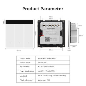 Zemismart vấn đề trên <span class=keywords><strong>Wifi</strong></span> DIY Tên chuyển đổi push button với màn hình hiển thị hỗ trợ HomeKit Google nhà SmartThings tuya điều khiển - Product Image 6