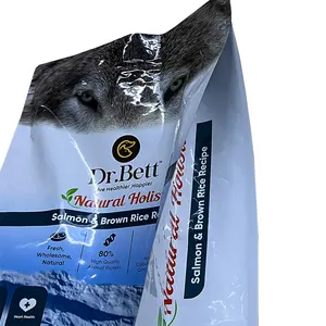 25Kg/8Kg Pet/Metpet/Ldpe Recycle Eight Edge-Sealing Zipper Plastic Side Window Gusset Bag Of Cat Dog Food Pet Feed Packaging Bag