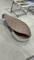 Table moderne Oki ACT en placage de noyer avec plateau en pierre, durable, luxe léger, noir et blanc, pour salon, mobilier de maison, nouveau design
