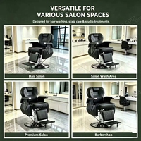 Kursi Barber Kulit PU Hitam Mewah, Kursi Pangkas Rambut Hidrolik, Kursi Potong Rambut yang Dapat Disesuaikan untuk Barbershop Salon