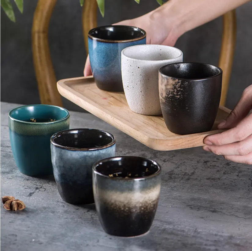 170ミリリットルChinese Kung Fu Clear Tea Mugs Water Cups Sets Japanese Style Ceramic Clay Tea Service Arabic Espresso Coffee Cup