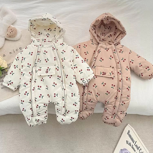 Monos de invierno para niñas pequeñas más ropa cálida de terciopelo de una pieza ropa de algodón estilo occidental monos gruesos con capucha para bebés - Product Image 4