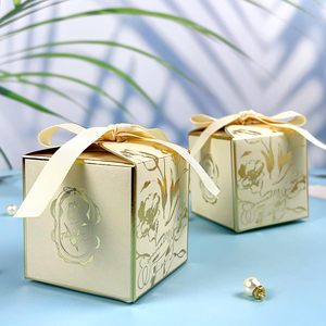 Elegante Caja de <span class=keywords><strong>Regalo</strong></span> con Diseño de Tulipán en Dorado y Beige, con Cinta, para Recuerdos de Boda, Regalos Navideños, Dulces, Empaque Decorativo de Alta Calidad - Product Image 3