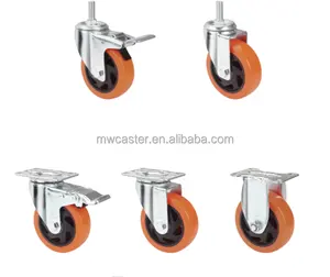 MW usine de roulettes à usage moyen, roulettes fixes rigides de 3 "4" 5 ", roues Orange, roues de roulettes en PVC