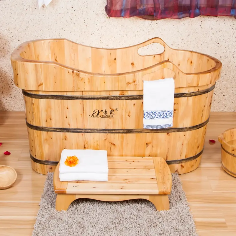 Wood bathtub freestanding wooden barrel bath tub