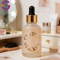 Etiquetas Redondas Personalizadas con Lámina Dorada, Etiquetas Transparentes con Impresión de Logotipo para Marca Empresarial, Etiqueta para Botellas de Cosméticos