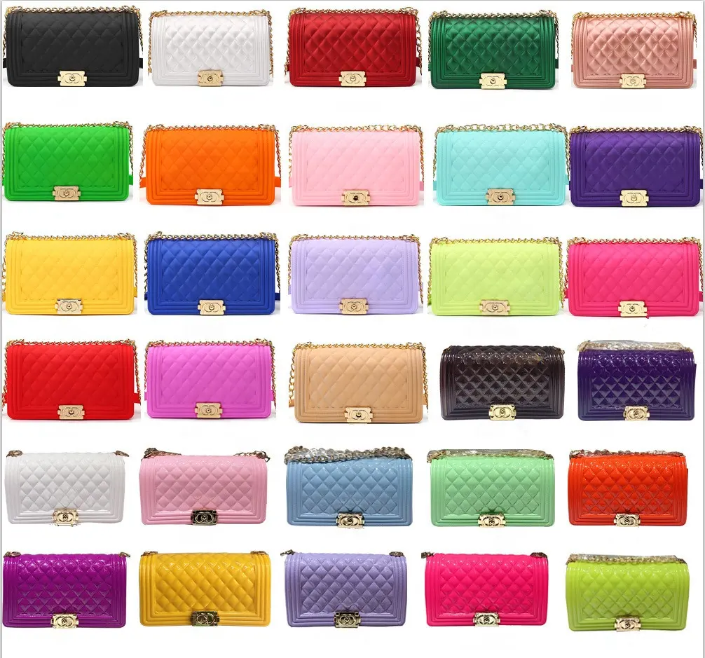 بيع بالجملة أزياء النساء حقائب اليد الملونة سيليكون PVC حقائب السيدات الفاخرة الحلوى جيلي محفظة حقائب اليد
