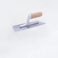 Truelle de finition en acier inoxydable à coins arrondis, poli miroir, avec manche en caoutchouc, outil pour le plâtre et le stuc