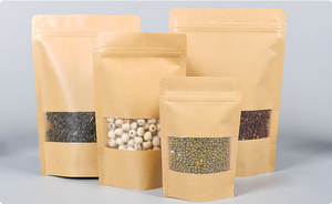 Bolsa de papel kraft marrón de pie, con ventana pequeña y cremallera para embalaje de alimentos - Product Image 5